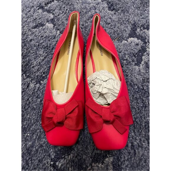 Brand New C. Paravano Women’s EU 41 US 11 Red Bowknot Square Leather Flats - Picture 2 of 7